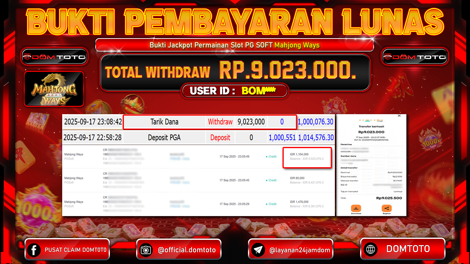 JACKPOT SLOT Mahjong Ways PG Shoft 17 SEPTEMBER 2025